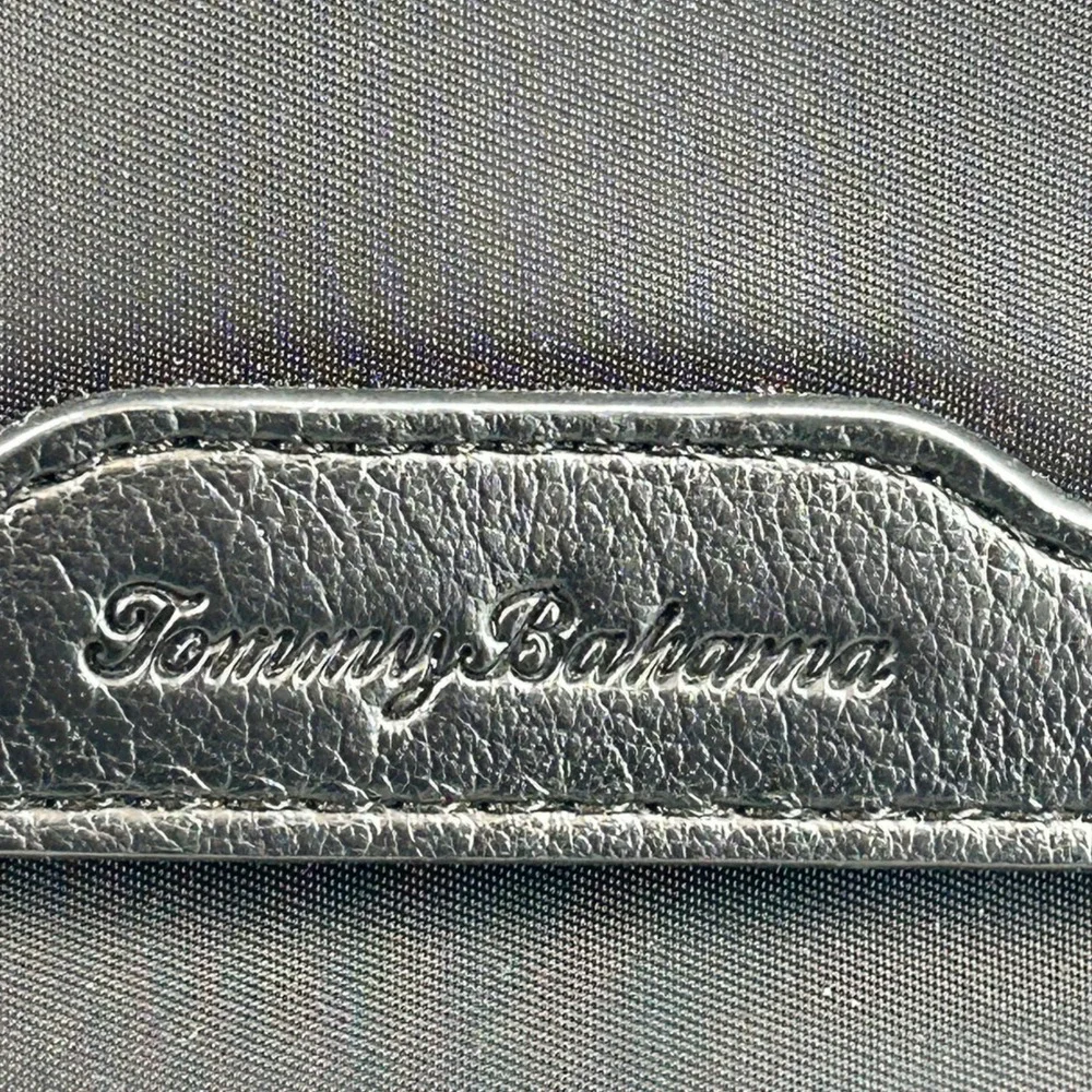 Tommy Bahama Black‎ Nylon Crossbody Bag Organizer Travel Purse Gold Hardware